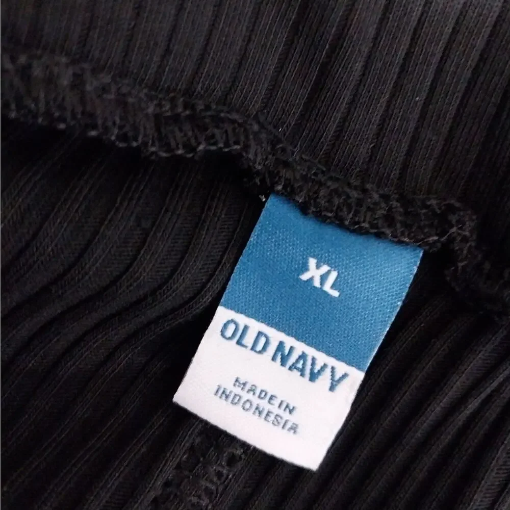 OLD NAVY! RICH, SATURATED BLACK RIBBED KNIT, ELASTIC WAIST SKIRT! SZ XL